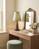 Lignora Curated Iron & Glass Table Lamp – spatial dining room perspective