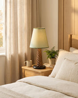 Lignora Curated Iron & Glass Table Lamp – illuminated warm ambiance setting