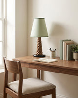 Lignora Curated Iron & Glass Table Lamp – architectural ceiling profile