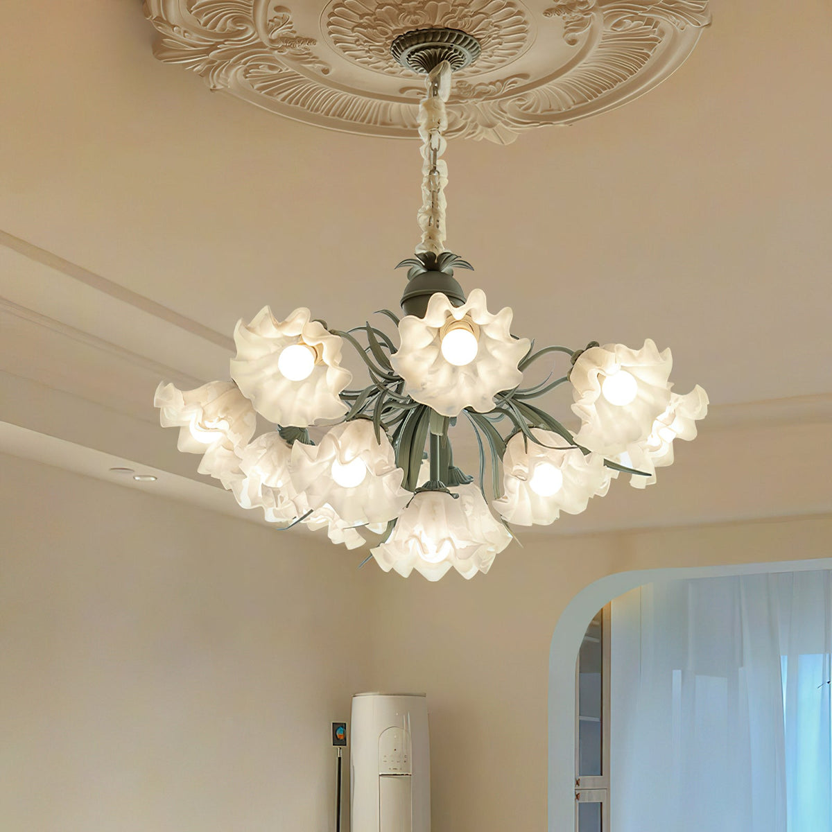 Lily Of The Valley Flower Chandelier – Ambient Illumination in Luxury Interior Setting View 14
