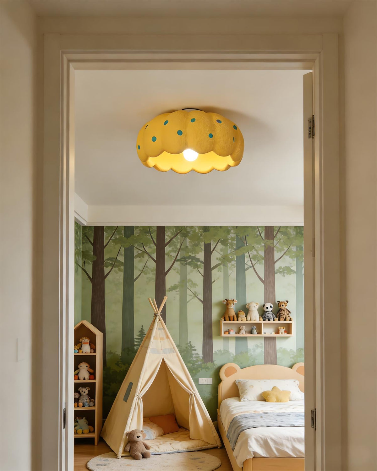 Limonelle Curated Iron & Glass Flush Mount Ceili – structural canopy joint detail