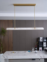 Linear Alabaster Curated Alabaster Chandelier – handcrafted surface texture