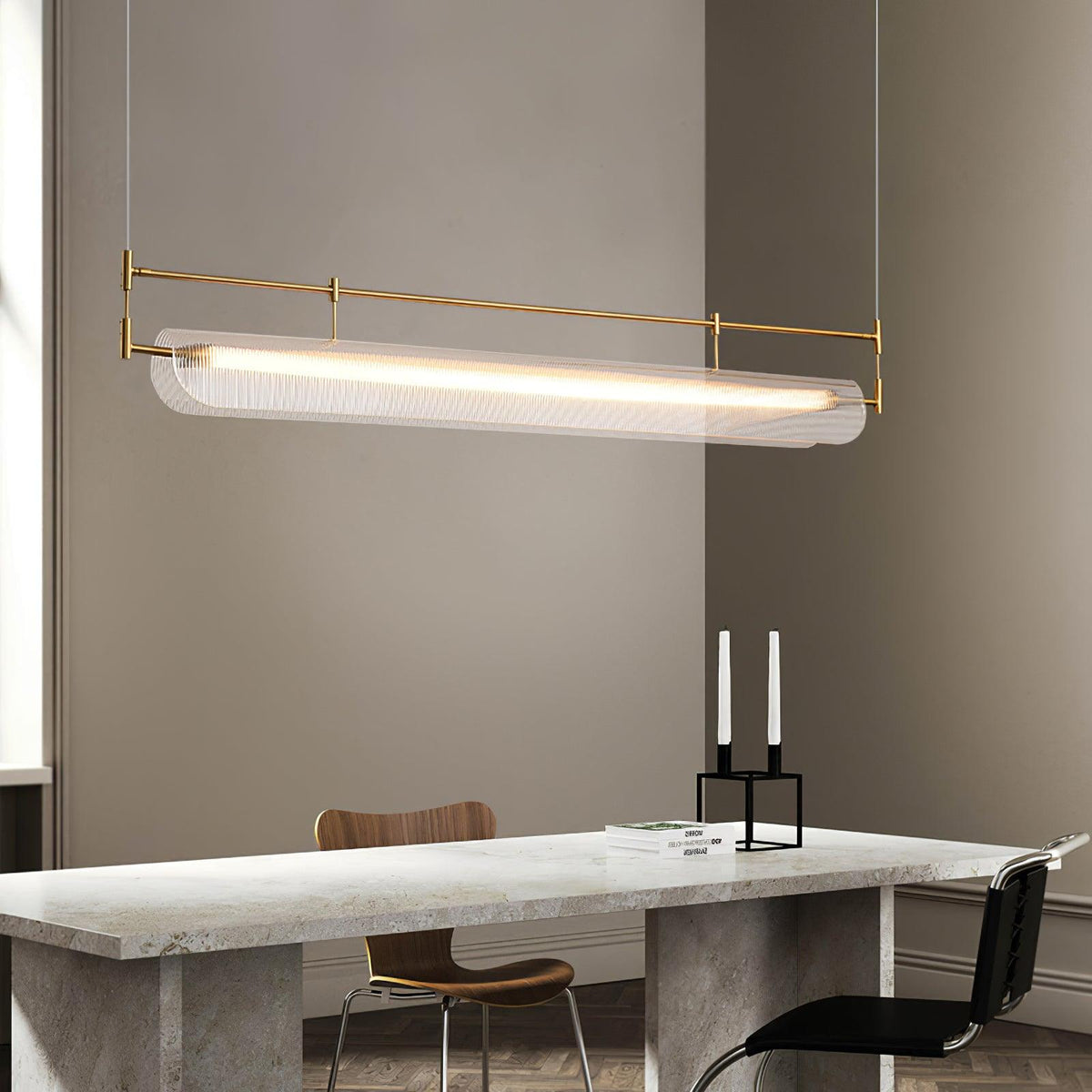 Linear Strip Chandelier – Ambient Illumination in Luxury Interior Setting View 3