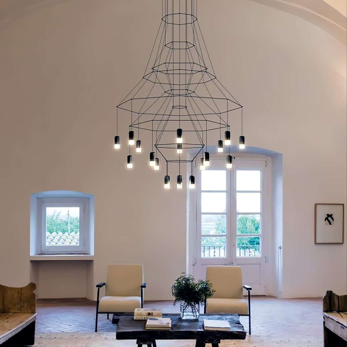 Lattice Curated Finished Iron Chandelier – handcrafted surface texture