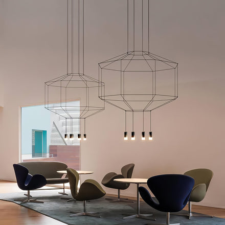Geometric Lines Curated Iron & Glass Chandelier