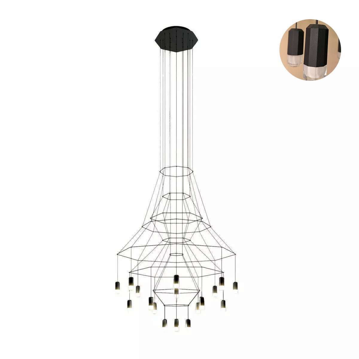 Lattice Curated Finished Iron Chandelier – architectural ceiling profile #1