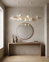 Iron & Glass craftsmanship detail on Liria Linear Curated Iron & Glass Chandelier