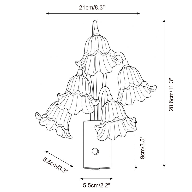 Lirio Bloom Curated Iron & Glass Wall Sconce – macro detail view