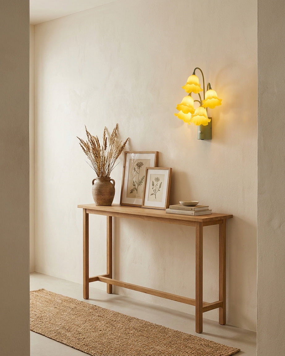 Lirio Bloom Curated Iron & Glass Wall Sconce – unlit natural material contrast