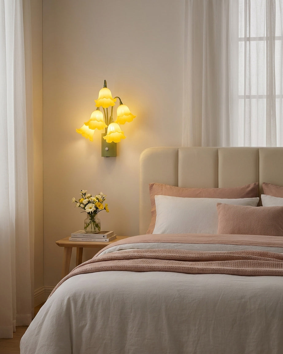 Lirio Bloom Curated Iron & Glass Wall Sconce – architectural ceiling profile