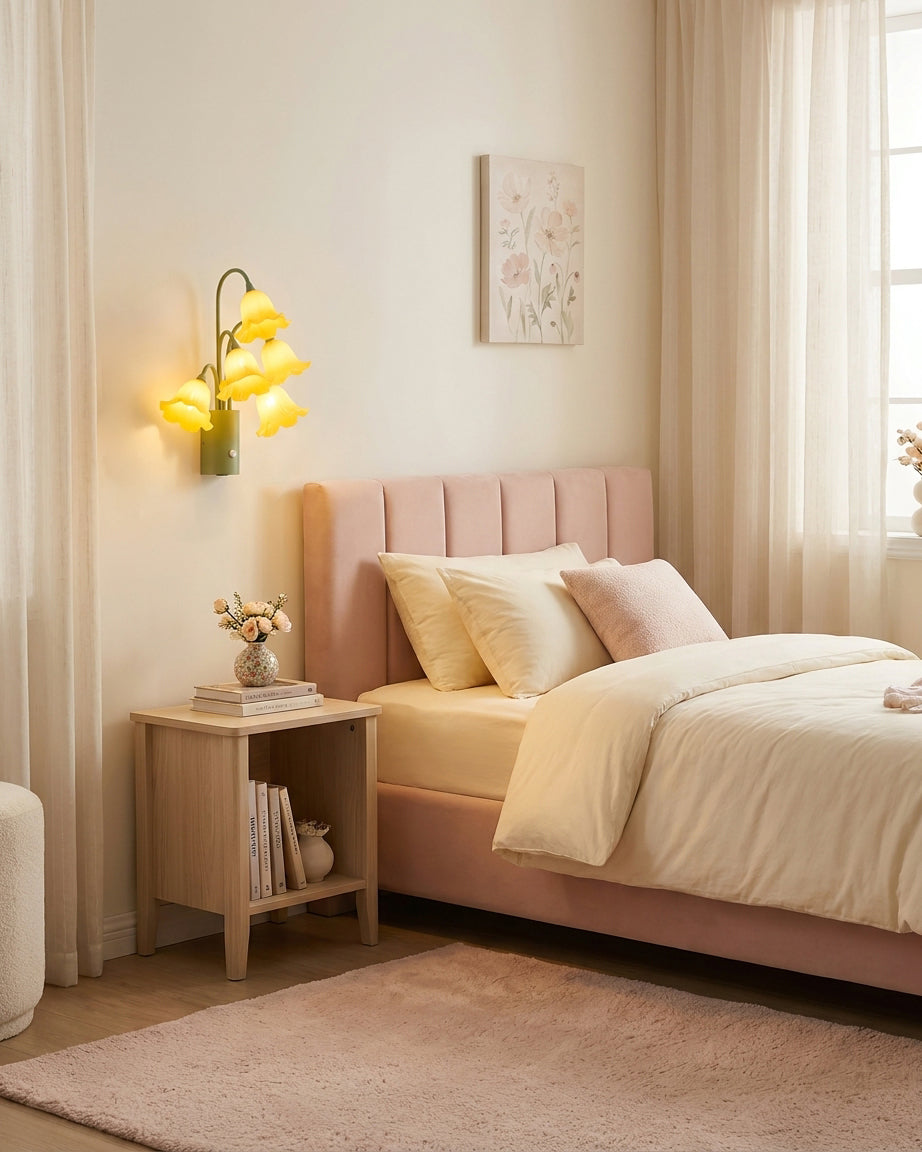 Lirio Bloom Curated Iron & Glass Wall Sconce – spatial dining room perspective