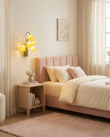 Lirio Bloom Curated Iron & Glass Wall Sconce – spatial dining room perspective