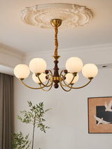Livia Curated Mouth-Blown Frosted Glass Chandeli – structural canopy joint detail