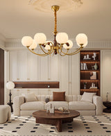 Livia Curated Mouth-Blown Frosted Glass Chandeli – dimensional scale reference