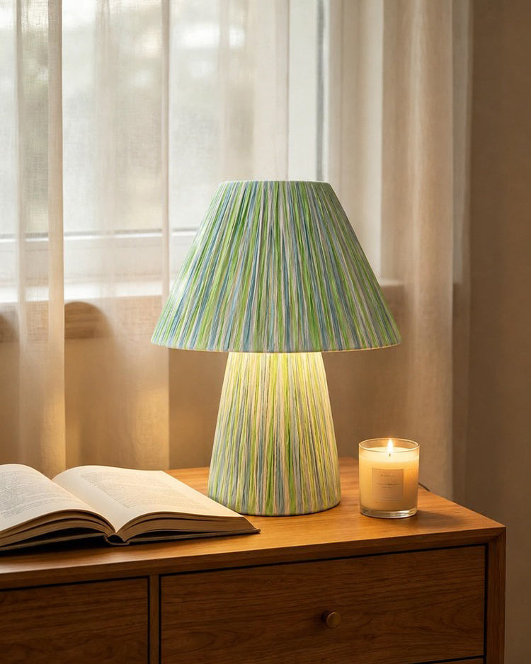 Green Stripe Mushroom Curated Iron & Glass Table – architectural ceiling profile