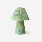 Green Stripe Mushroom Curated Iron & Glass Table – Iron & Glass Table Lamp