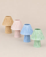 Green Stripe Mushroom Curated Iron & Glass Table – dimensional scale reference