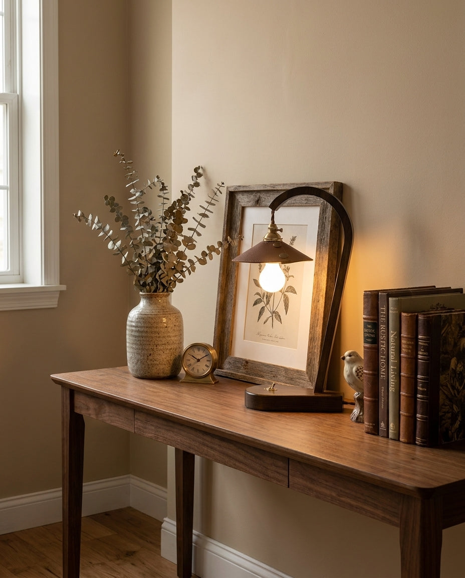 Lodora Curated Solid Brass Table Lamp – unlit natural material contrast
