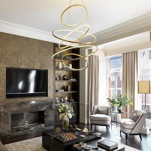 Aveline Curated Iron & Glass Chandelier installed in residential dining space