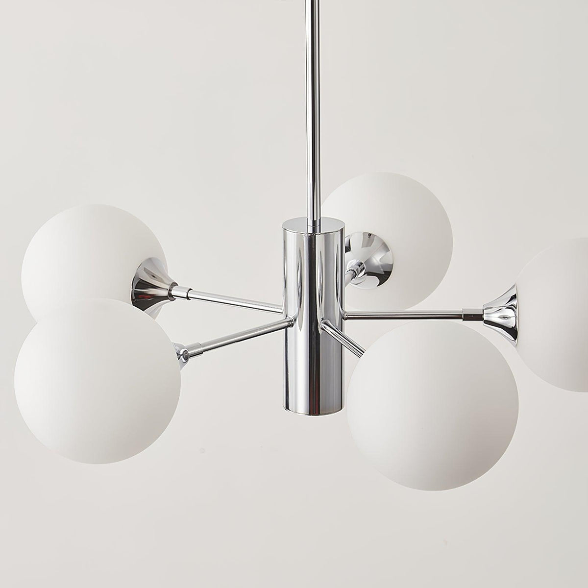 Lola Curated Mouth-Blown Frosted Glass Chandelie – full fixture elevation view