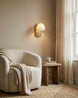 Lorina Alabaster Curated Alabaster Wall Sconce – illuminated warm ambiance setting