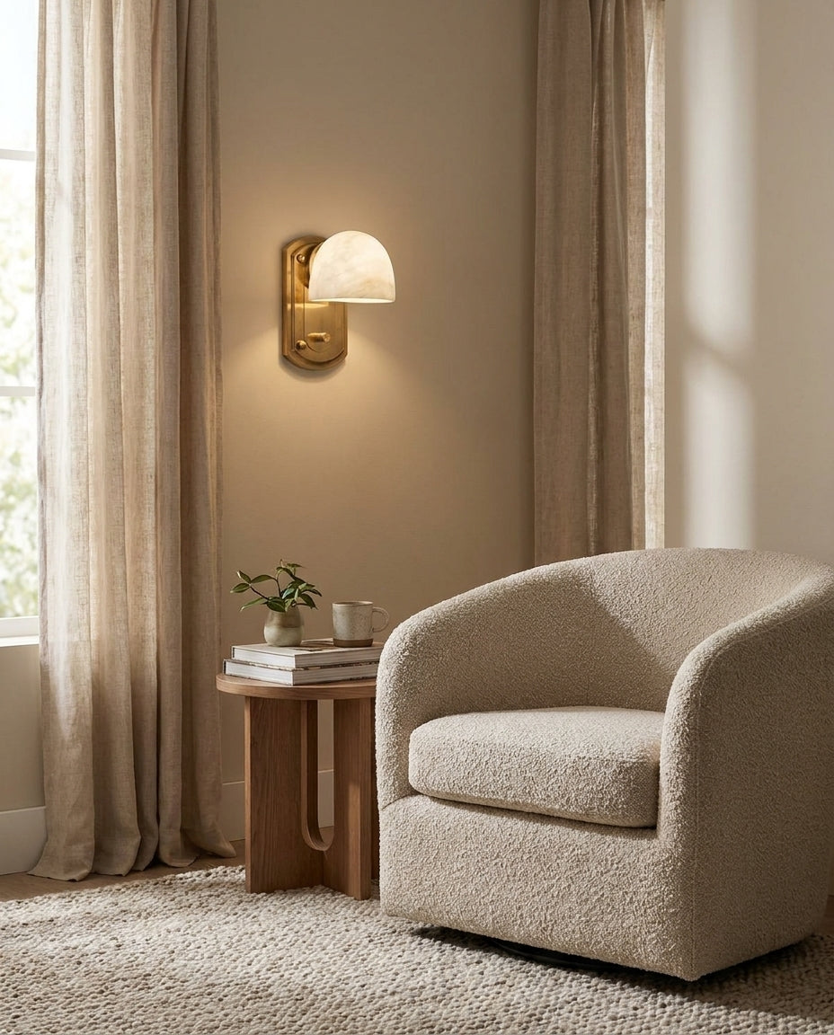 Lorina Alabaster Curated Alabaster Wall Sconce – full fixture elevation view