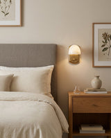 Lorina Alabaster Curated Alabaster Wall Sconce – spatial dining room perspective