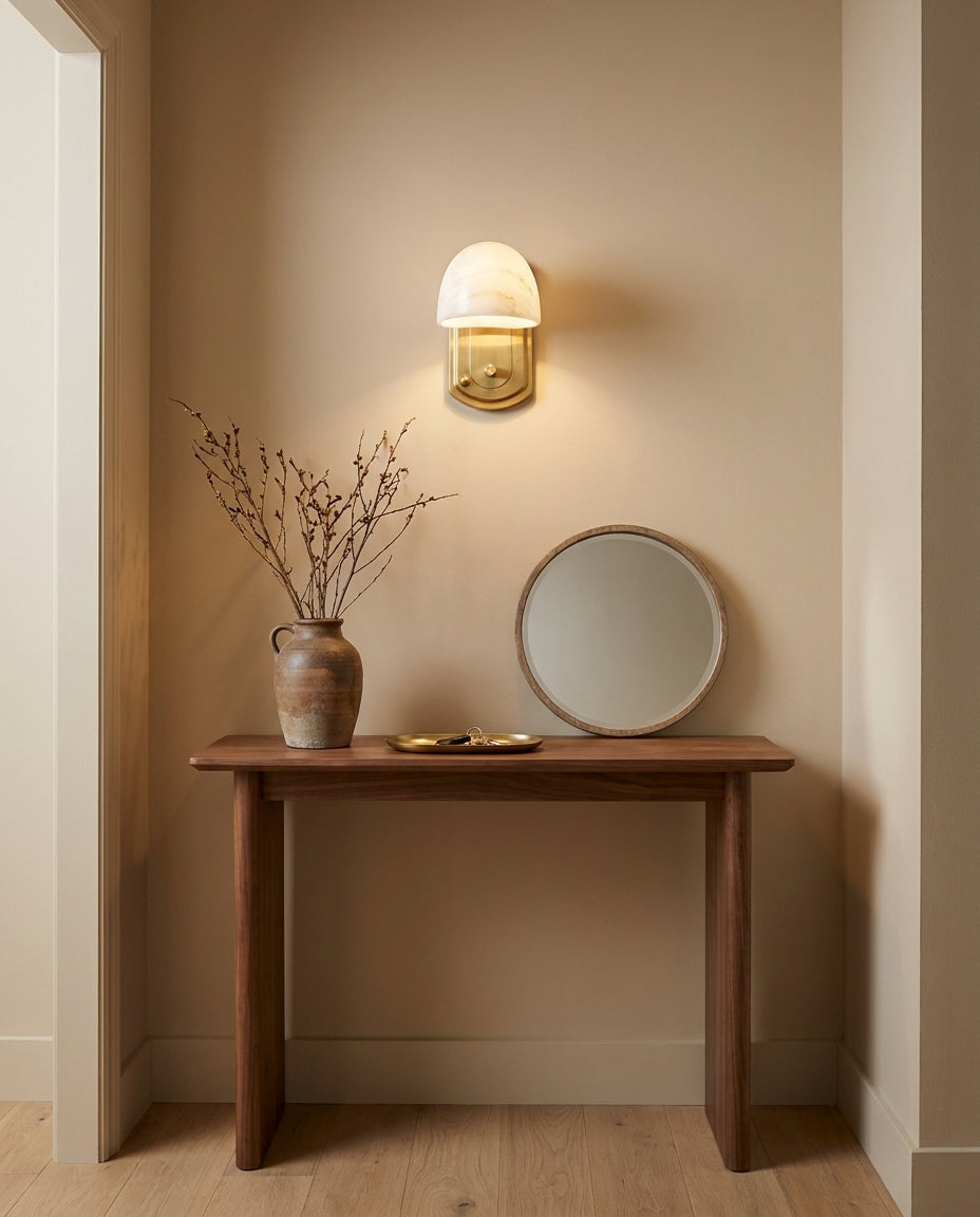 Lorina Alabaster Curated Alabaster Wall Sconce – unlit natural material contrast