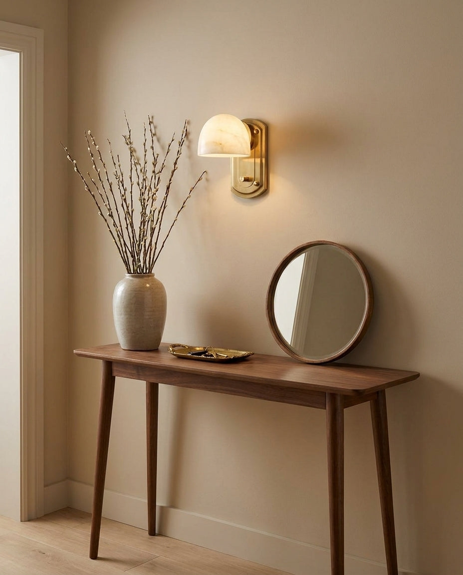 Alabaster craftsmanship detail on Lorina Alabaster Curated Alabaster Wall Sconce
