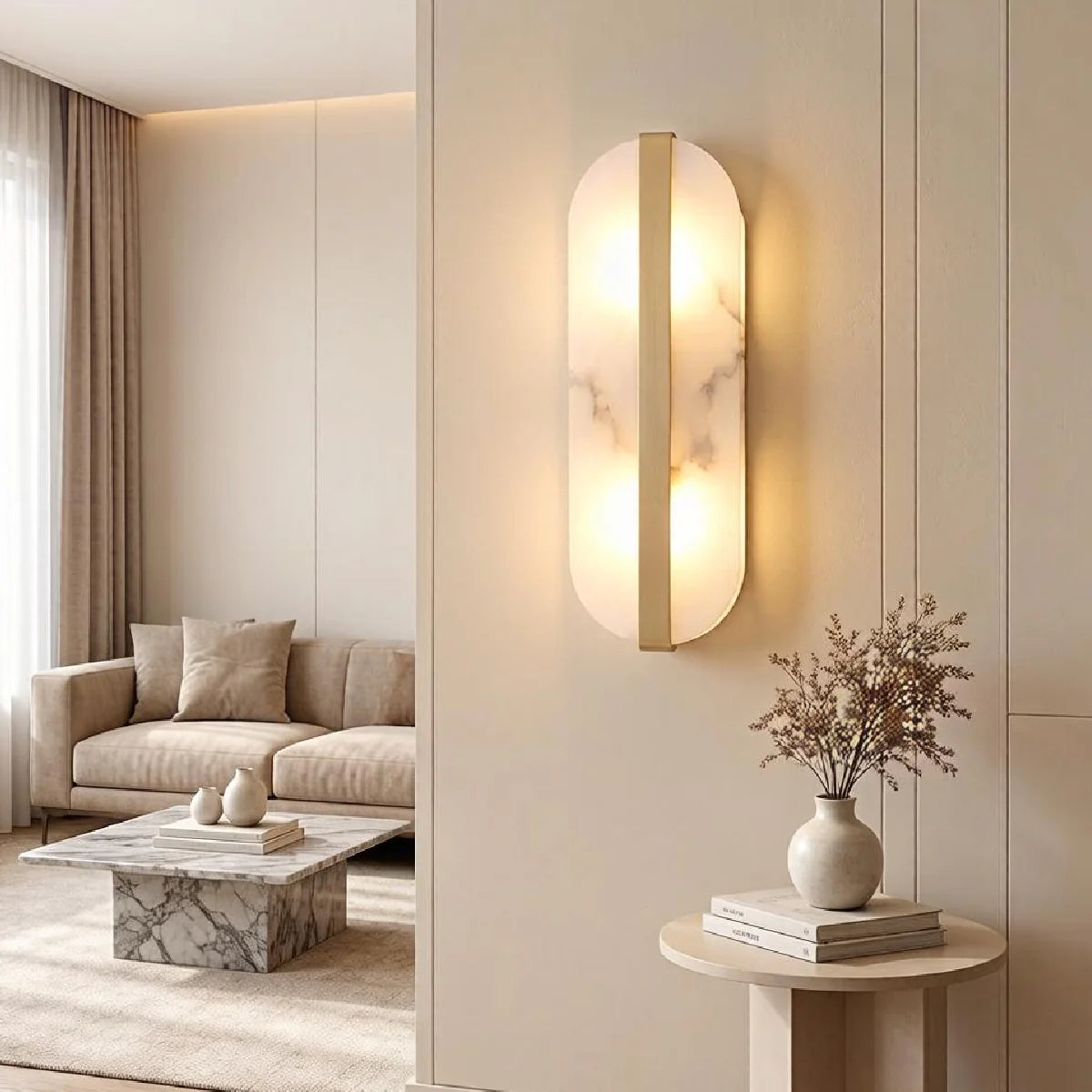 JINSHE Oblong Spanish Grade A Alabaster Wall Lamp Wall Lamp - room scene
