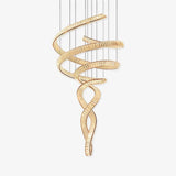 Long Spiral Crystal Chandelier – Handcrafted Architectural Luxury Lighting Fixture