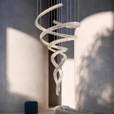 Long Spiral Crystal Chandelier – Ambient Illumination in Luxury Interior Setting View 12