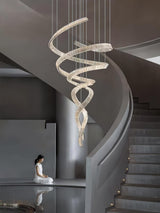 Long Spiral Crystal Chandelier – Ambient Illumination in Luxury Interior Setting View 14