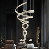 Long Spiral Crystal Chandelier – Ambient Illumination in Luxury Interior Setting View 7