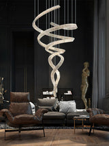 Long Spiral Crystal Chandelier – Ambient Illumination in Luxury Interior Setting View 8