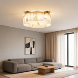 Ceiling Light View 3 | Luxury Marble & Solid Brass Flush Mount Ceiling Light | Minimalist Designer Cloud Ceiling Lamp | JINSHE | JINSHE