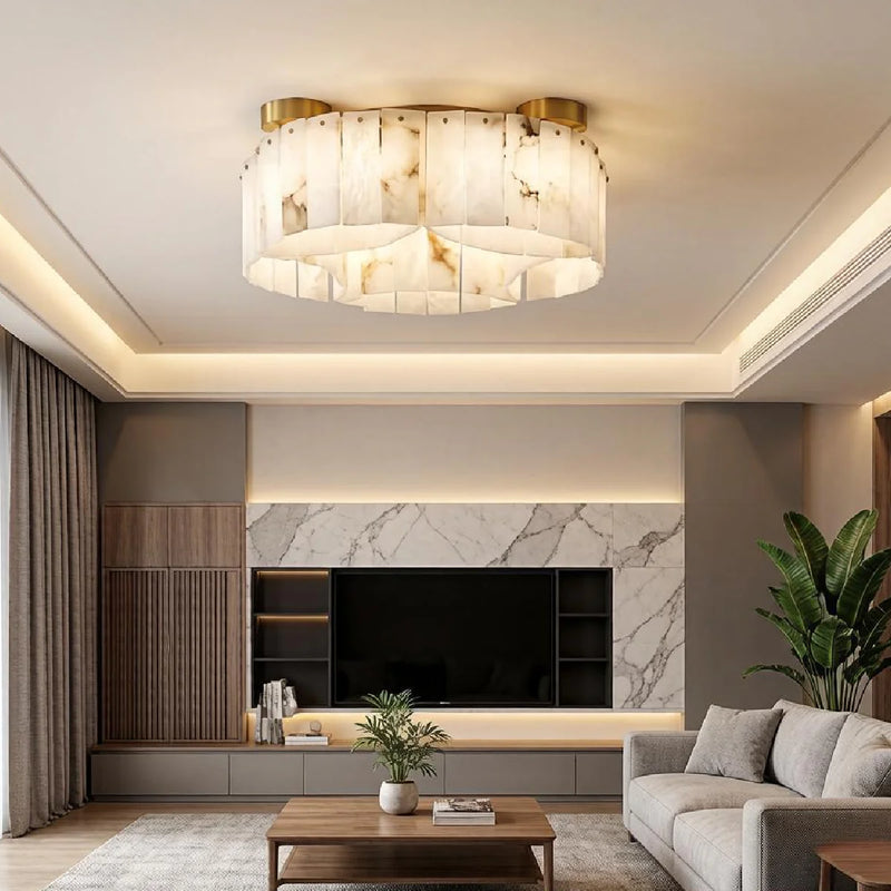 Ceiling Light View 6 | Luxury Marble & Solid Brass Flush Mount Ceiling Light | Minimalist Designer Cloud Ceiling Lamp | JINSHE | JINSHE