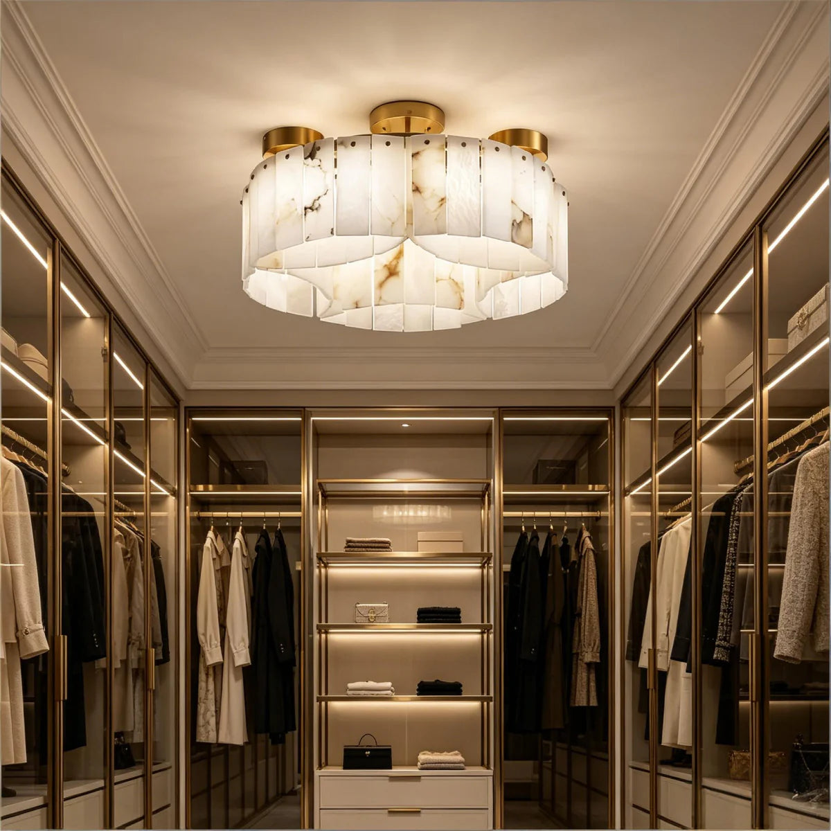 Ceiling Light View 7 | Luxury Marble & Solid Brass Flush Mount Ceiling Light | Minimalist Designer Cloud Ceiling Lamp | JINSHE | JINSHE