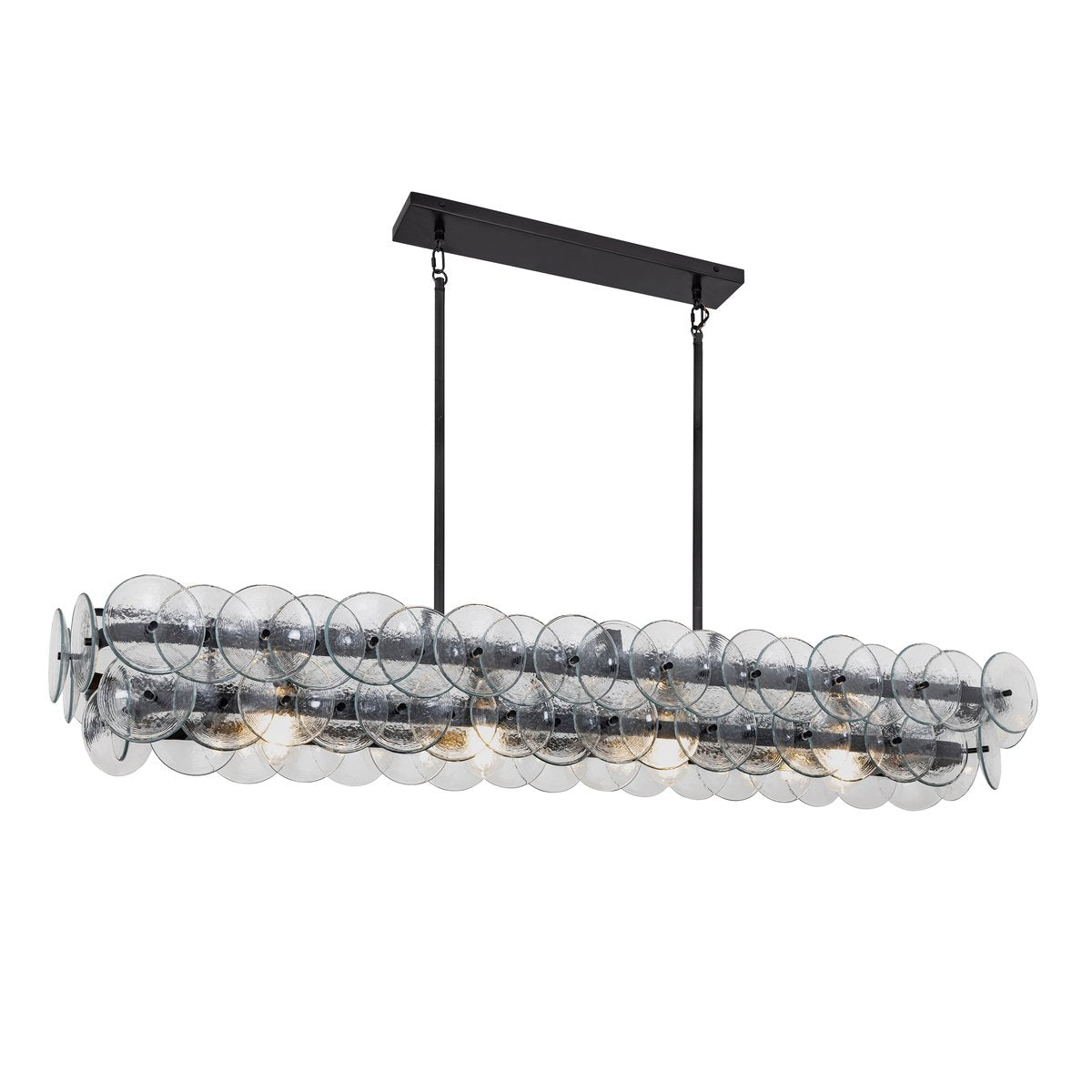 Pressed Glass Disc Linear Curated Mouth-Blown Fr – handcrafted surface texture