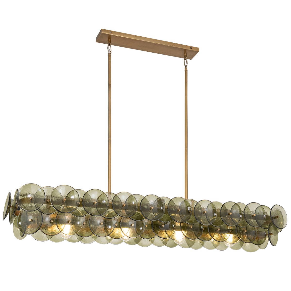 Pressed Glass Disc Linear Curated Mouth-Blown Fr – side angled contour profile