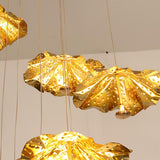 Golden Ginkgo Spiral Curated Solid Brass Chandel – side angled contour profile