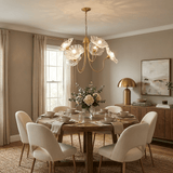 Lotus Leaf Glass Curated Mouth-Blown Frosted Gla installed in residential dining space