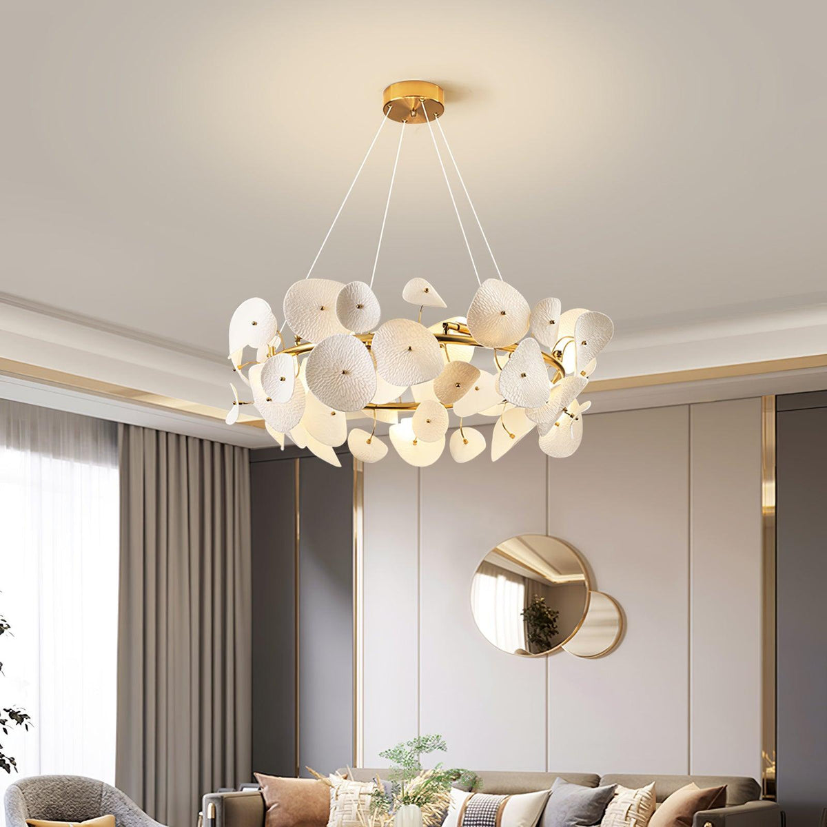 Lotus Petal Chandelier – Ambient Illumination in Luxury Interior Setting View 6
