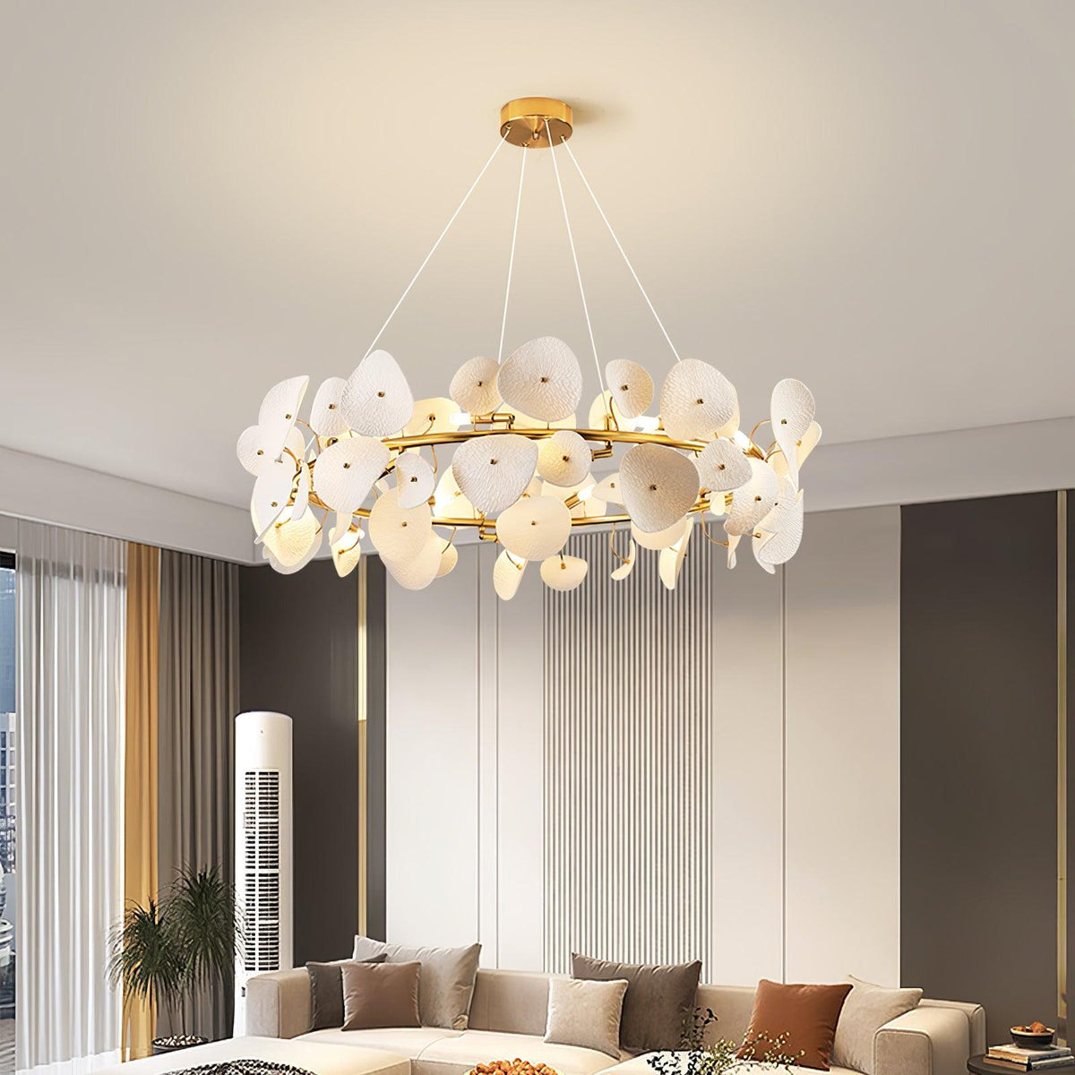 Lotus Petal Chandelier – Handcrafted Material Texture and Detail View