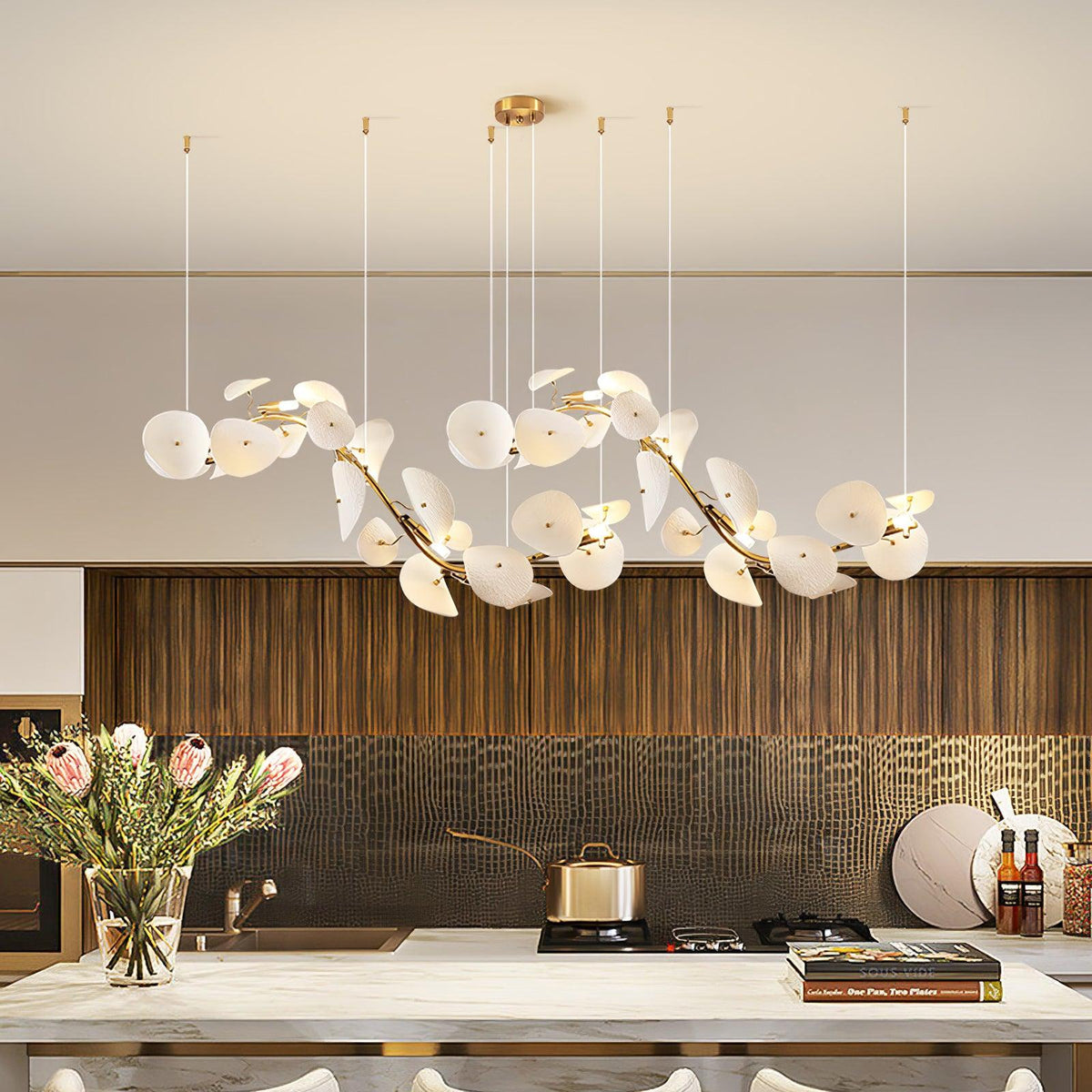 Lotus Petal Chandelier – Ambient Illumination in Luxury Interior Setting View 5