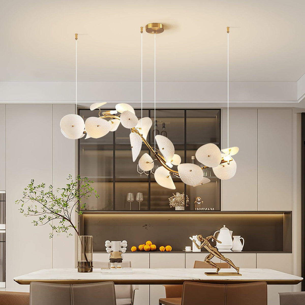 Lotus Petal Chandelier – Ambient Illumination in Luxury Interior Setting View 4