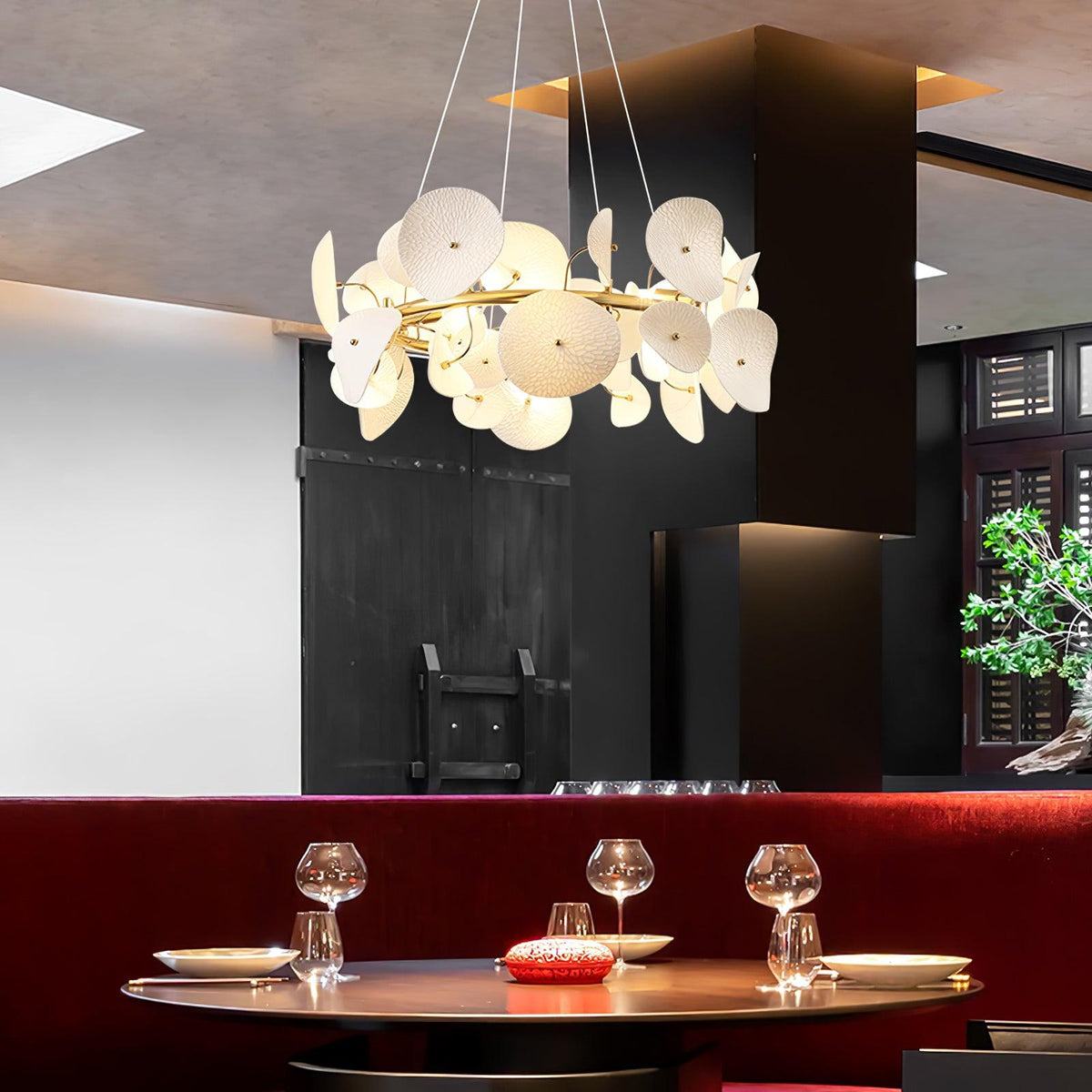 Lotus Petal Chandelier – Ambient Illumination in Luxury Interior Setting View 8