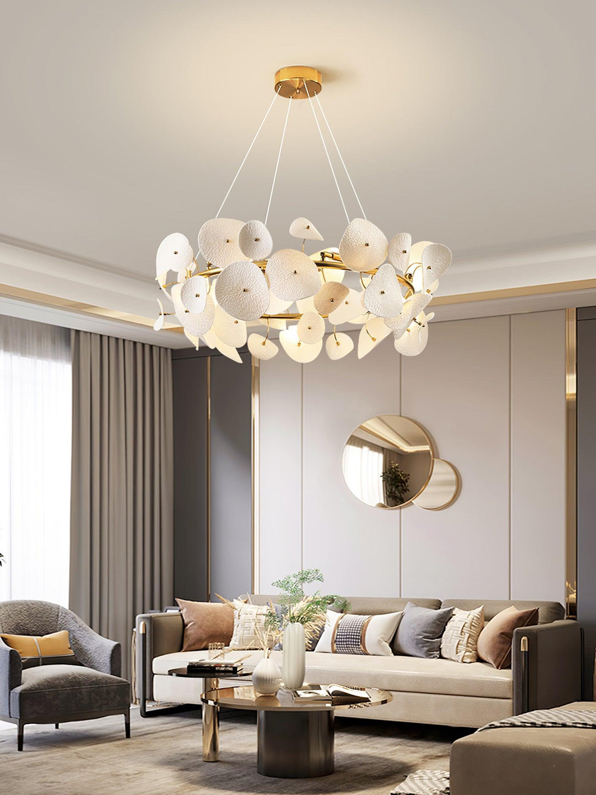 Lotus Petal Chandelier – Ambient Illumination in Luxury Interior Setting View 15