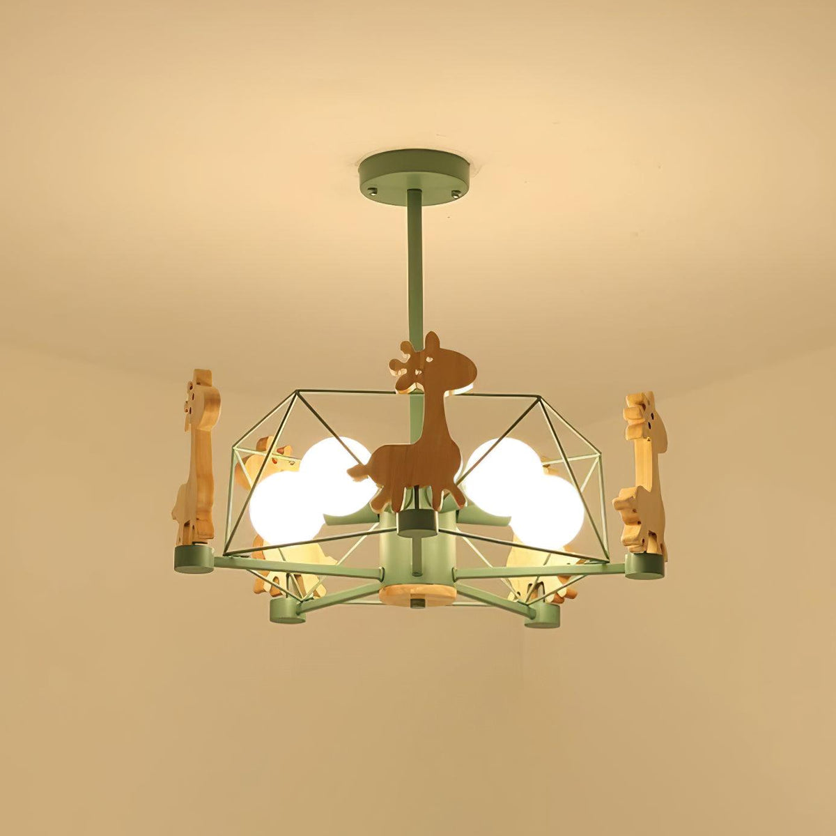 Lovely Deer Wooden Curated Mouth-Blown Frosted G – spatial dining room perspective