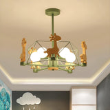 Lovely Deer Wooden Curated Mouth-Blown Frosted G – full fixture elevation view